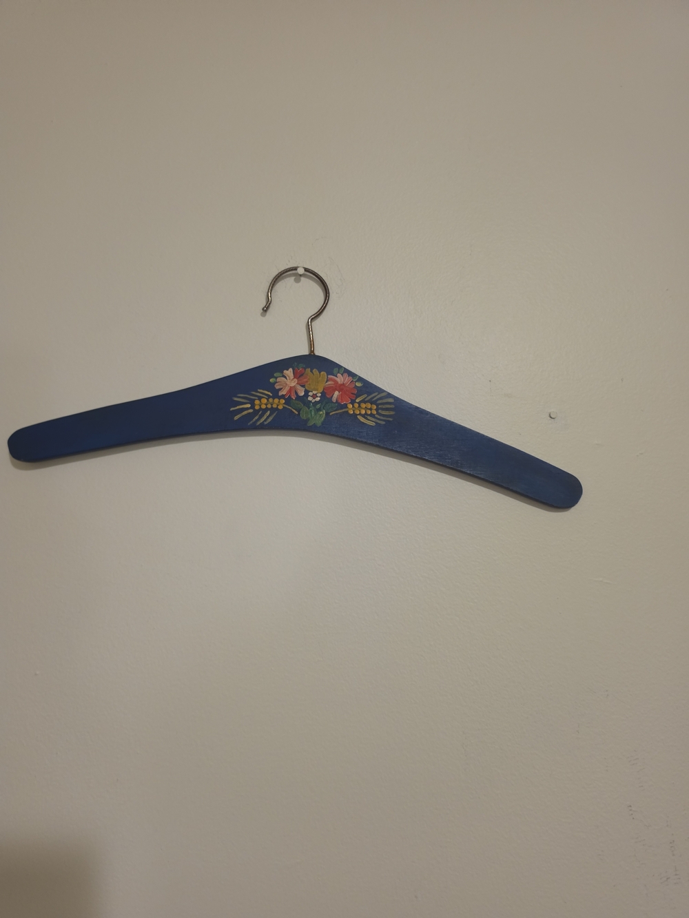 Vintage Hand Painted Wooden Hanger Spring Flowers Bridal Wedding Dress Hanger.
